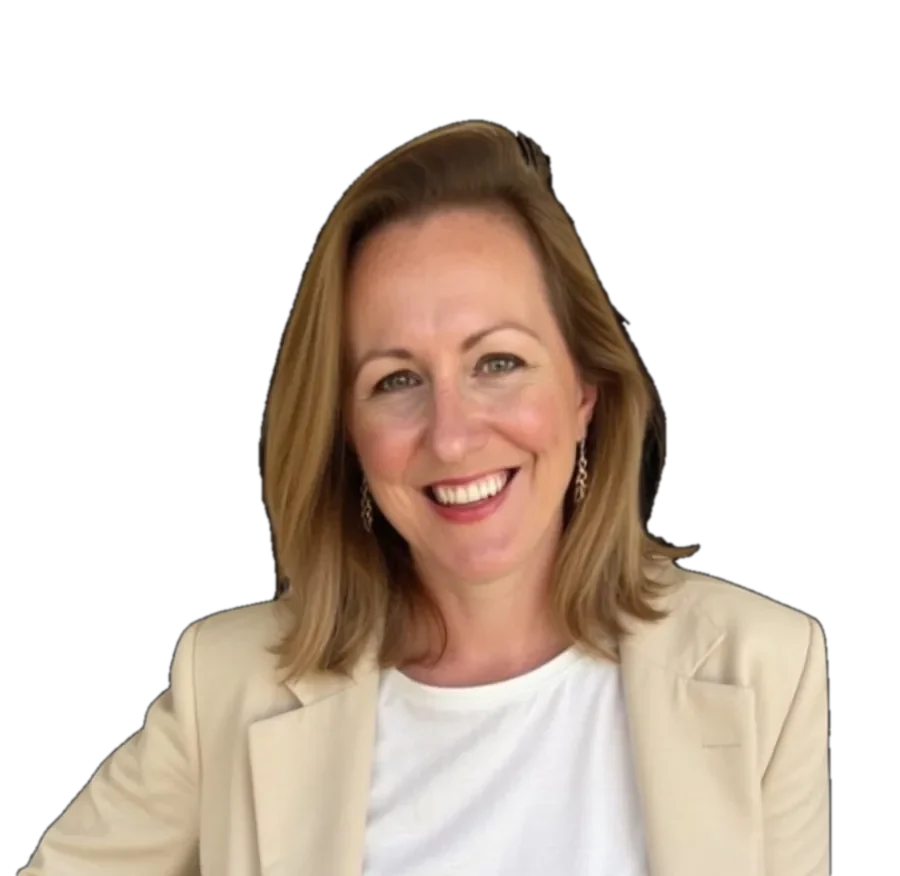 Catherine in a cream blazer