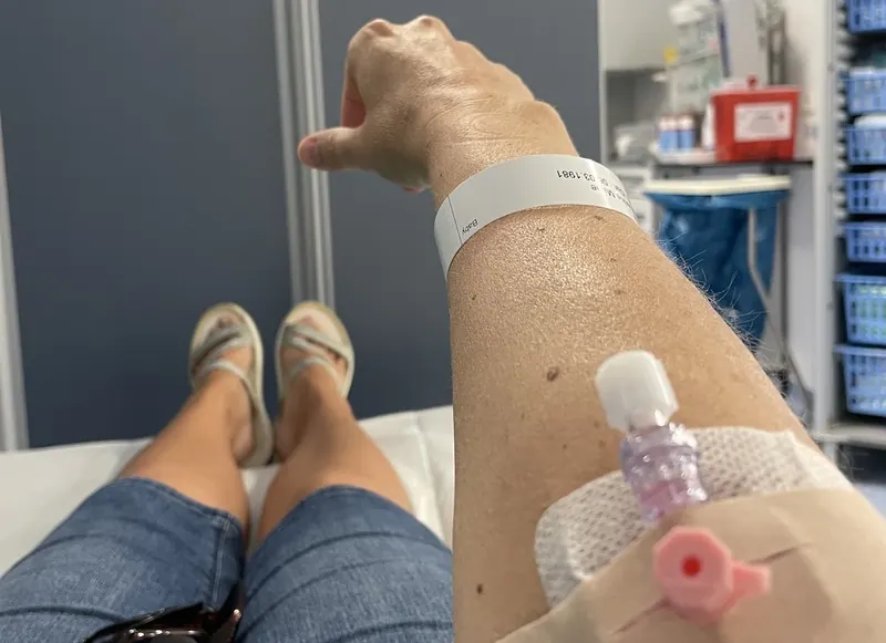 Catherine receiving treatment in hospital
